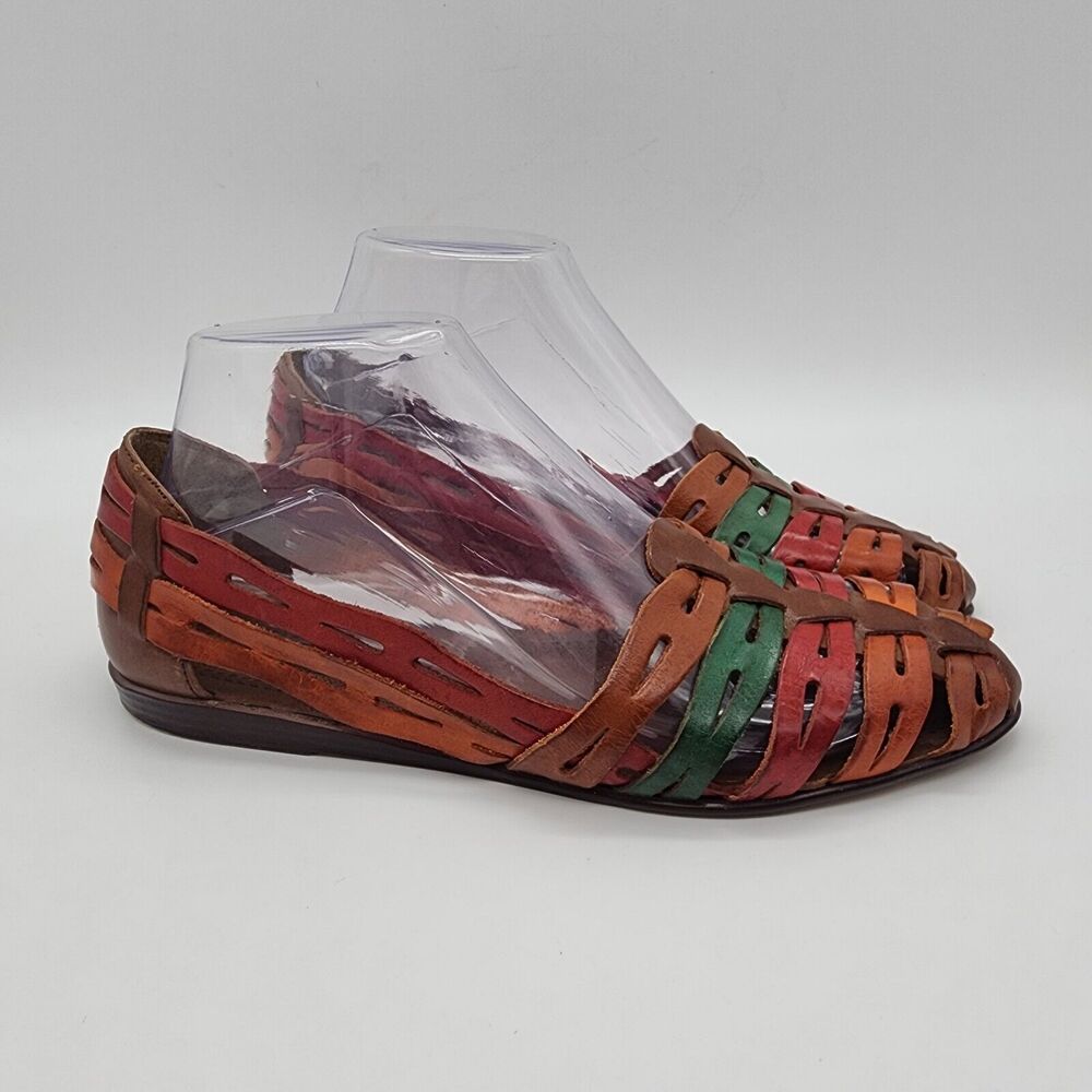 Vintage Drexlite Womens Leather Sandals Slides Shoes Size 8 Huarache Brazil